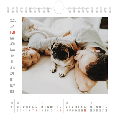 Square calendars  — Red highlights [February]