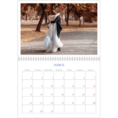 A4 Double Photo Calendar — Cobalt classic [March]