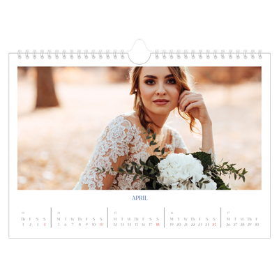 A4 Landscape Photo Calendar — Cobalt classic [April]