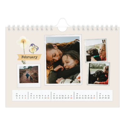 A5 Landscape Photo Calendar — Vintage scrapbooking [February]