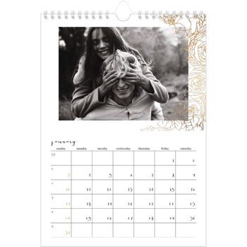 A4 Photo Calendar — Gold flower line drawings