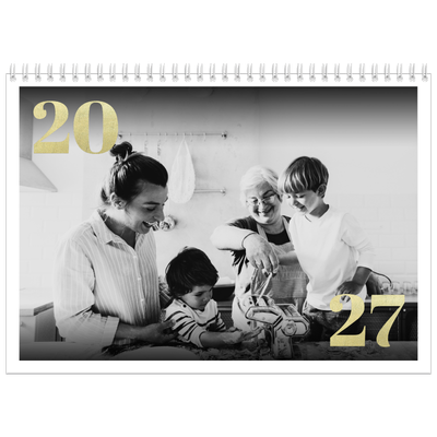 A4 Double Photo Calendar — Large glitter numbers [cover]