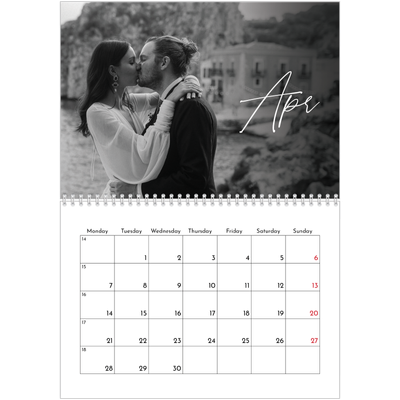 A4 Double Photo Calendar — Elegant script [April]