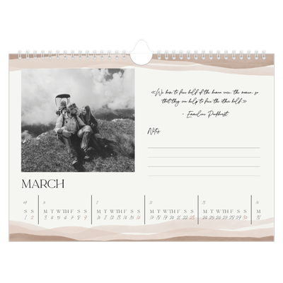 A4 Landscape Photo Calendar — Wellbeing quotes [March]