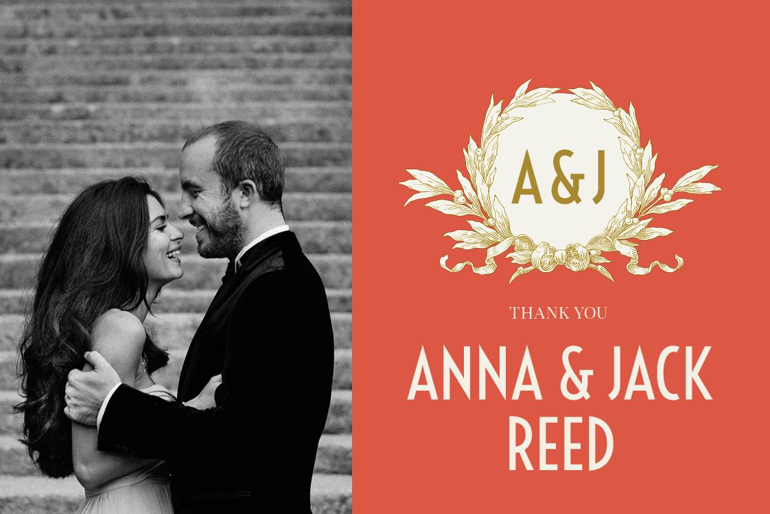 Thank you cards — Gold wreath