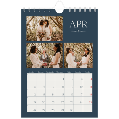 A5 Photo Calendar — Slate and serifs [April]