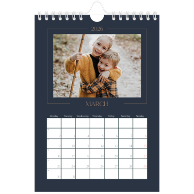 A5 Photo Calendar — Prussian blue [March]