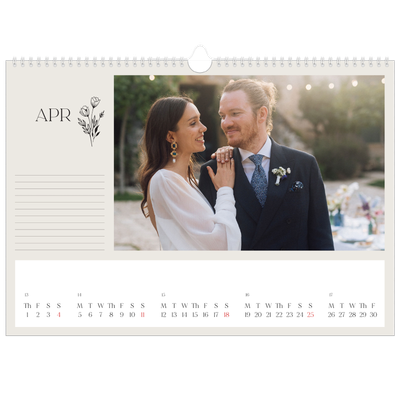 A3 Photo Calendar — Initials in bloom [April]