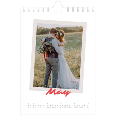 A5 Photo Calendar — Signed in crimson [May]