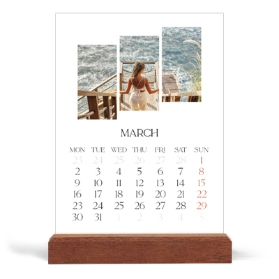 Easel Desk Calendar Portrait  — Travel mosaics [March]
