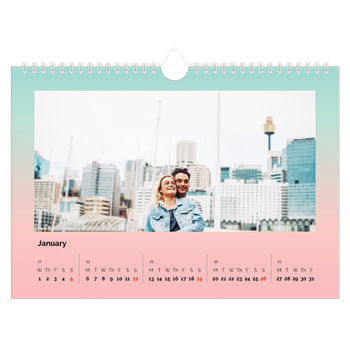 A4 Landscape Photo Calendar — Pastel shades