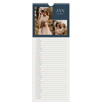 Slim Calendar  — Slate and serifs [January]
