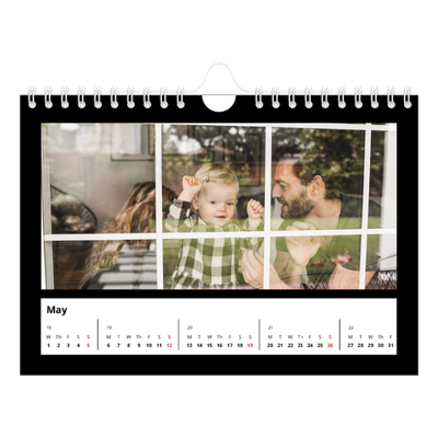 A5 Landscape Photo Calendar — Black margin [May]