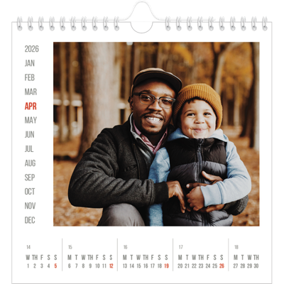 Square calendars  — Red highlights [April]