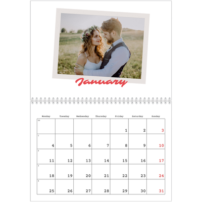 A4 Double Photo Calendar — Signed in crimson [January]