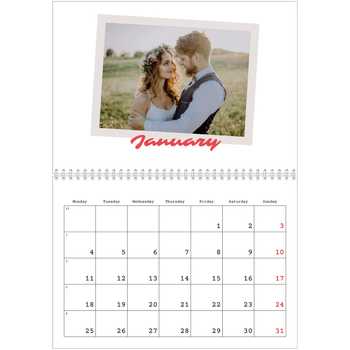 A4 Double Photo Calendar — Signed in crimson