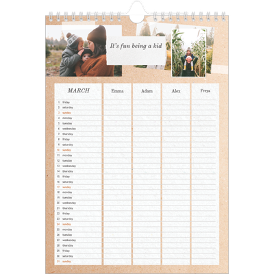 A4 Family Planner — Crafted Planner - Family of 4 [March]