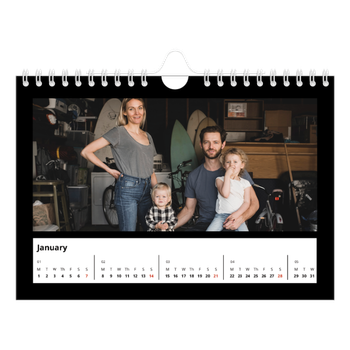 A5 Landscape Photo Calendar — Black margin
