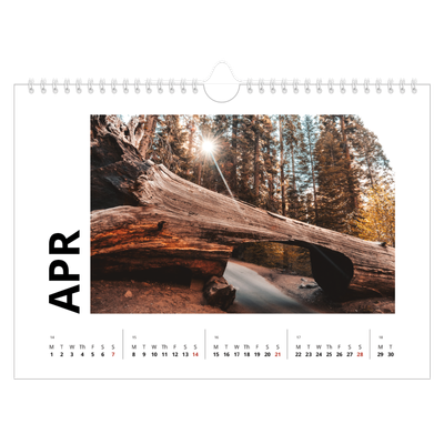 A4 Landscape Photo Calendar — White space [April]