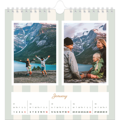 Square calendars  — Script and stripes [January]