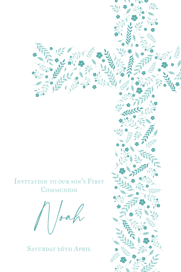 Invitations — Floral cross teal