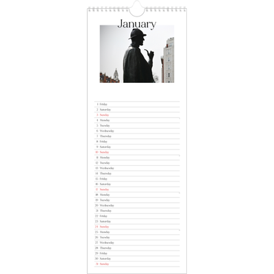 Slim Calendar  — My travelogue [January]