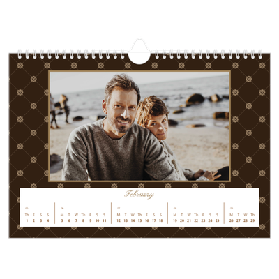 A4 Landscape Photo Calendar — Vintage monochrome [February]