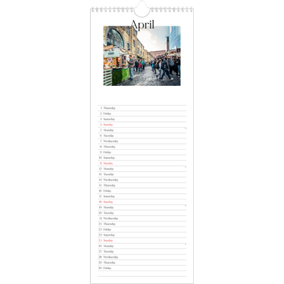 Slim Calendar  — My travelogue [April]