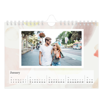 A5 Landscape Photo Calendar — Watercolour spots