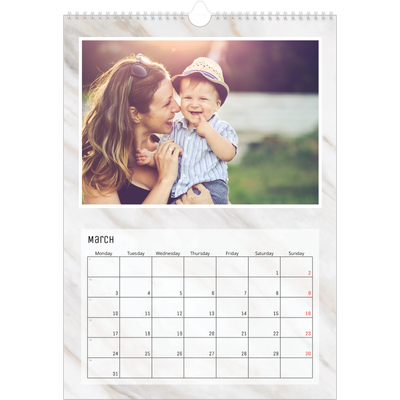 A3 photo calendars — Marble backgrounds [March]