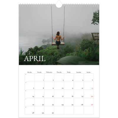 A3 photo calendars — Simple serif [April]