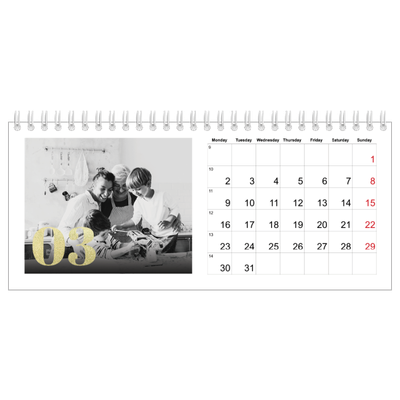 Desk calendars — Large glitter numbers [March]