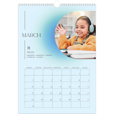 A3 photo calendars — Astrology gradients [March]