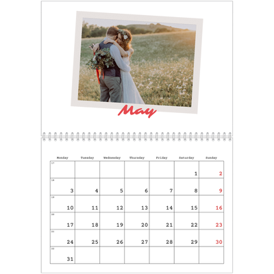 A4 Double Photo Calendar — Signed in crimson [May]
