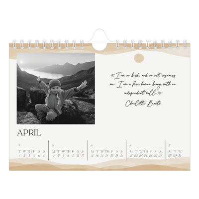 A5 Landscape Photo Calendar — Wellbeing quotes [April]