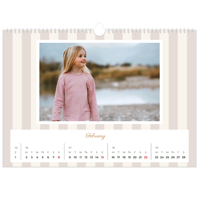 A3 Photo Calendar — Script and stripes [February]