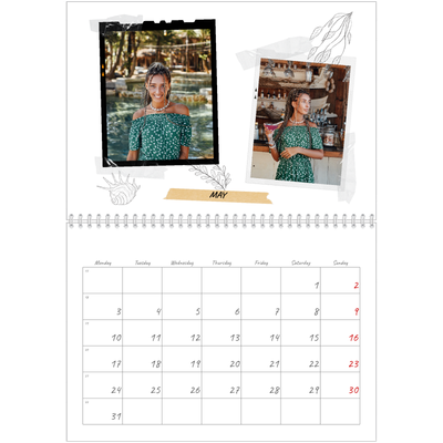 A4 Double Photo Calendar — Scrapbook flair [May]