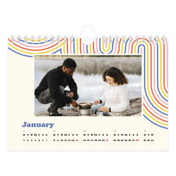 A5 Landscape Photo Calendar — Retro stripes