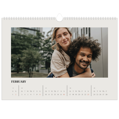 A3 Photo Calendar — Simple ivory [February]