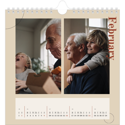 Square calendars  — Asymmetrical text [February]