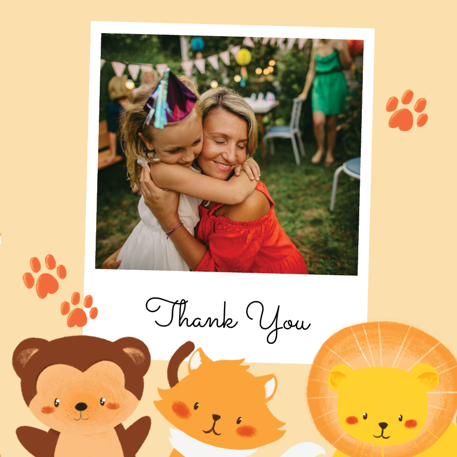 Thank you cards — Jungle animals