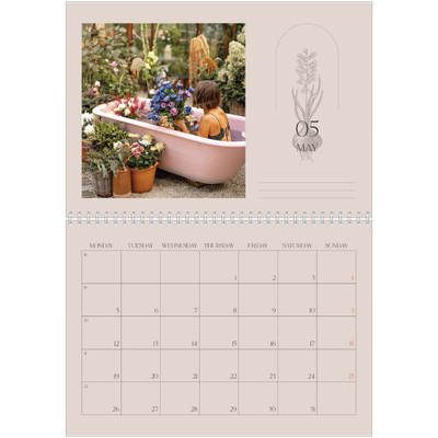 A4 Double Photo Calendar — Simple botanical [cover]