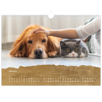 A3 Landscape Photo Calendar — Gold leaf