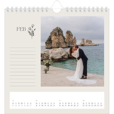 Square calendars  — Initials in bloom [February]
