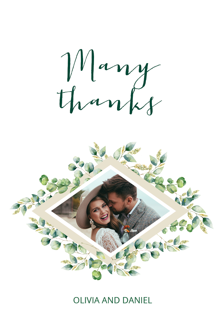 Thank you cards — Green leaves