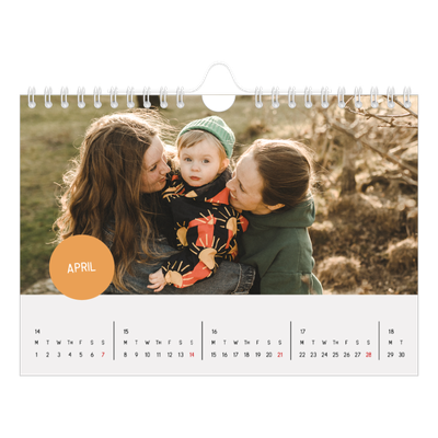A5 Landscape Photo Calendar — Photo sticker [April]