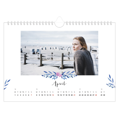 A4 Landscape Photo Calendar — Flower illustrations [April]