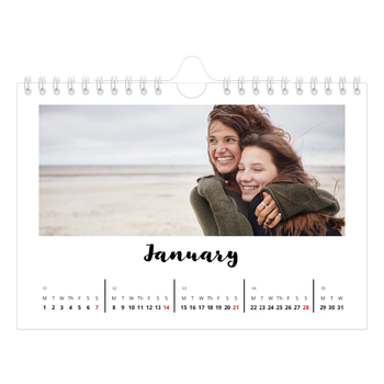 A5 Landscape Photo Calendar — Handwritten