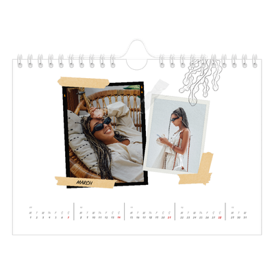 A5 Landscape Photo Calendar — Scrapbook flair [March]