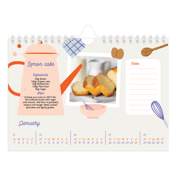 A5 Landscape Photo Calendar — Year in recipes